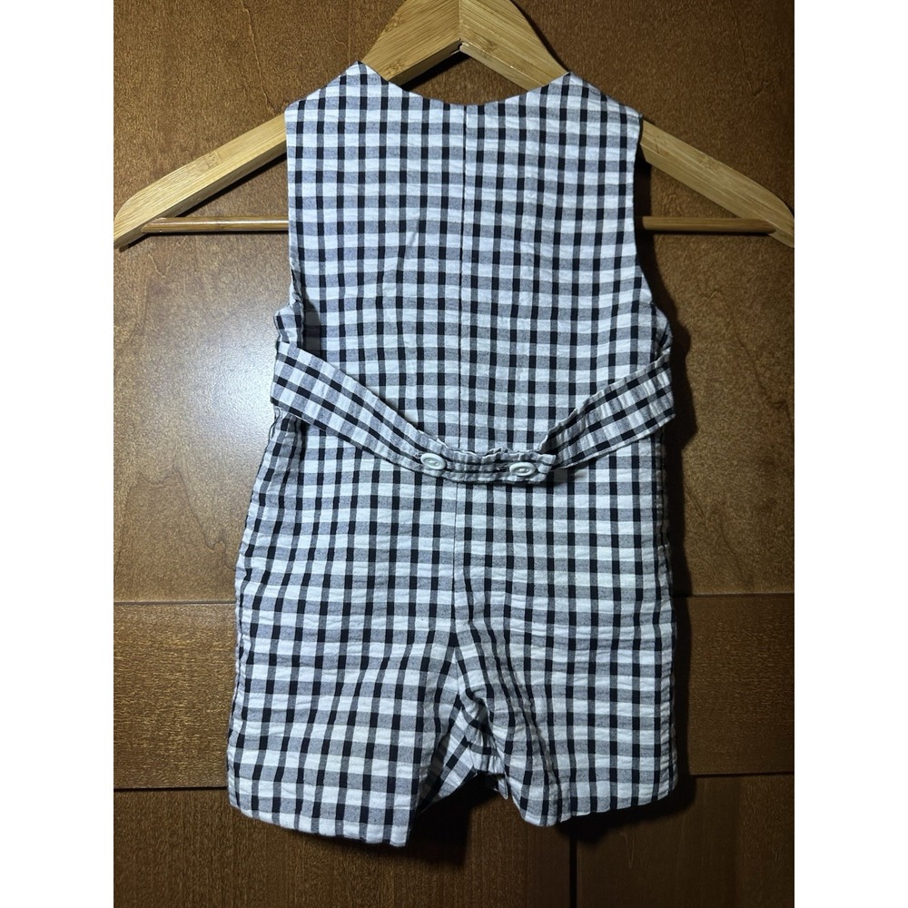 Kelly's Kids Jon Jon 12M Black White Gingham Grasshopper Shortall Outfit - Picture 5 of 5